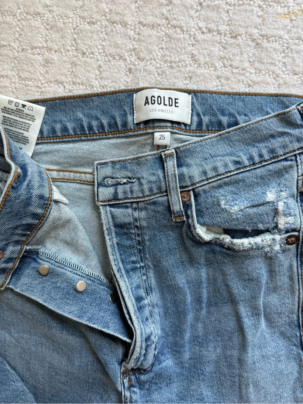 AGOLDE Light Blue Distressed High-Rise Jeans
